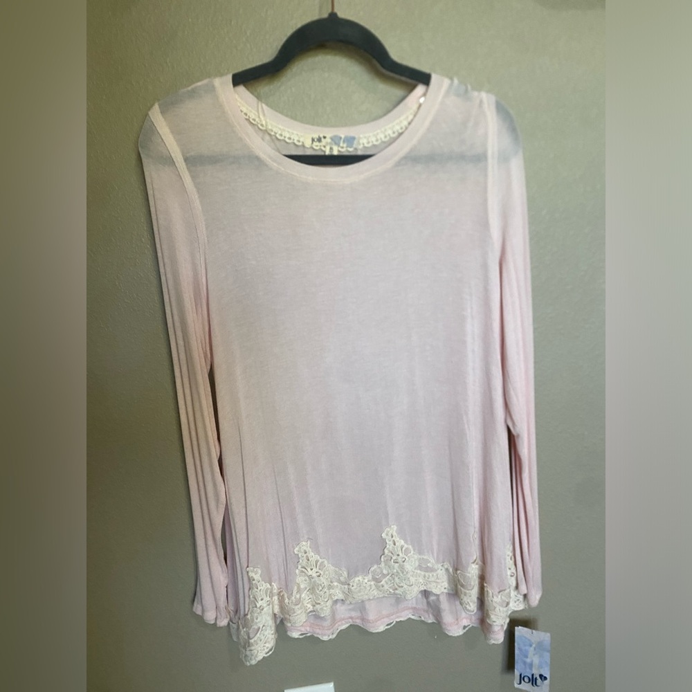 Jolt Women's Pink with Lace Trim Top